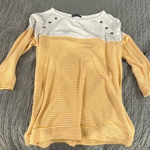 Women’s size small yellow and white sweater.